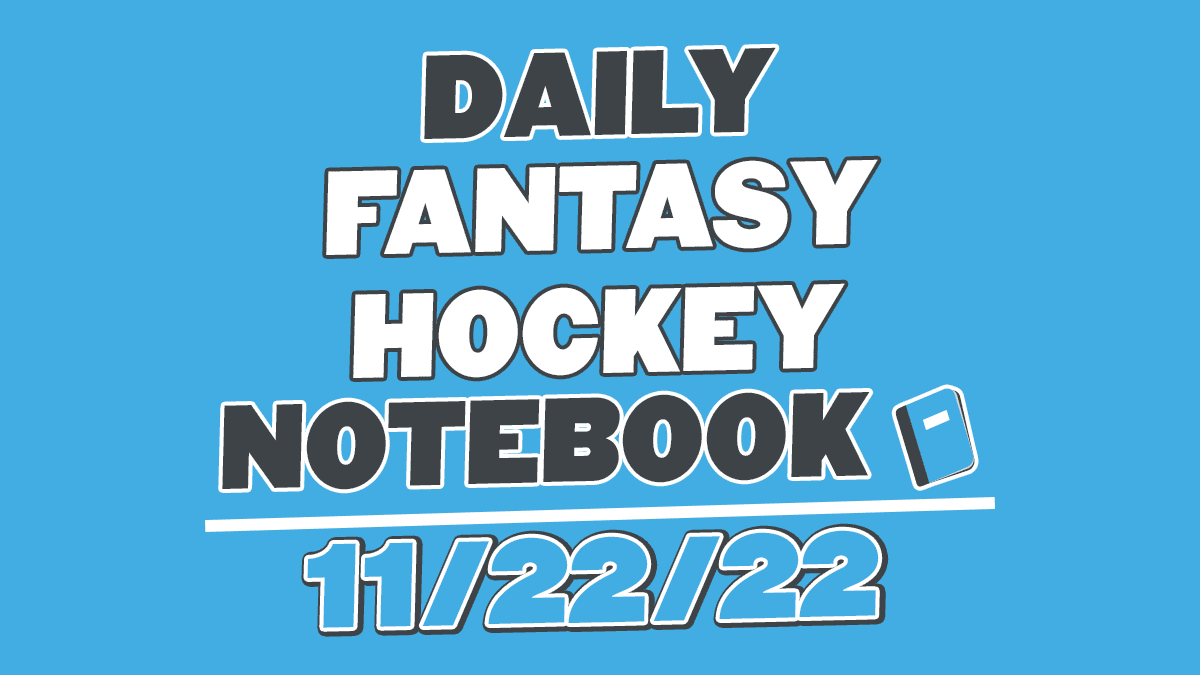 Daily Fantasy Hockey Notebook – 11/22/22