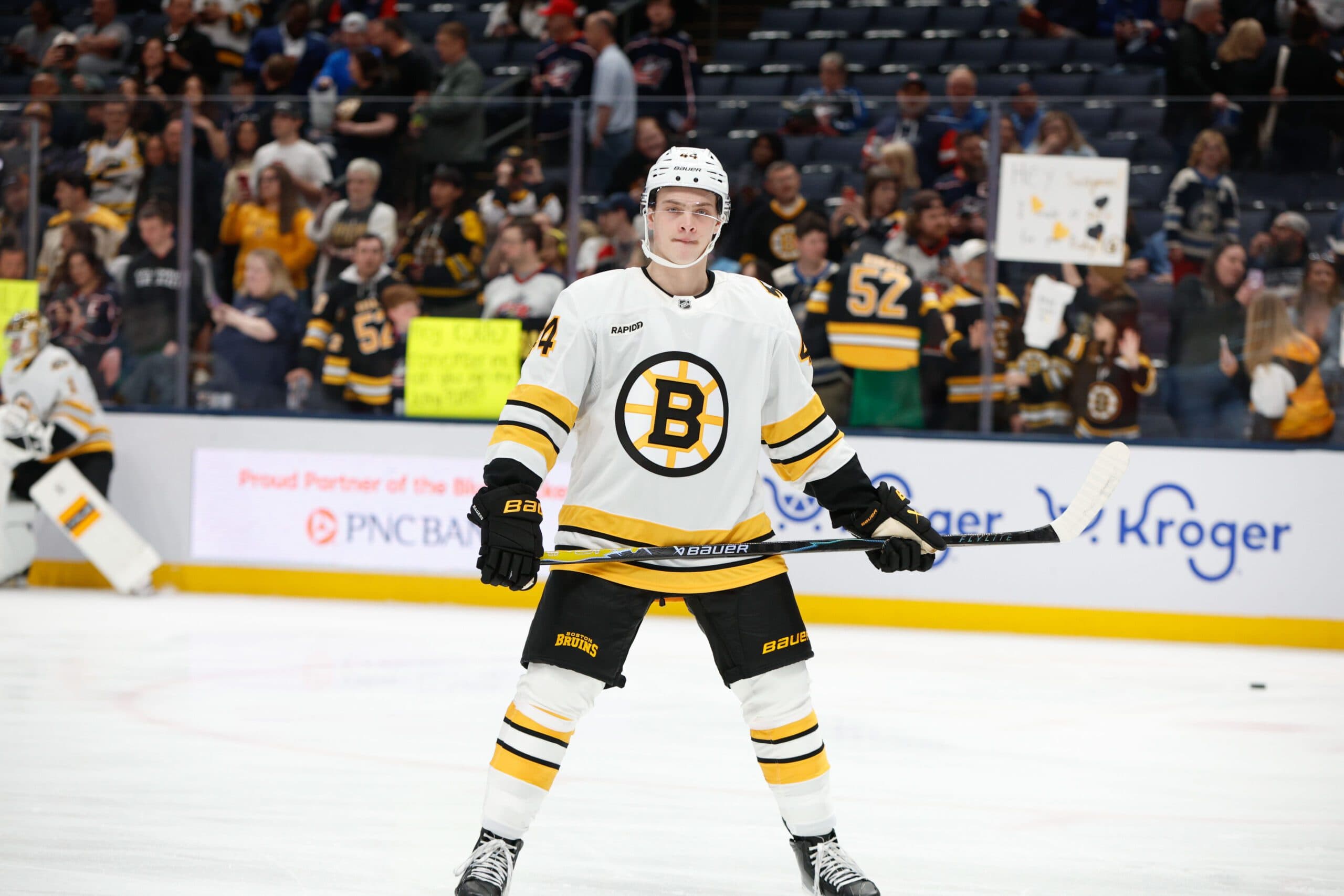 Boston Bruins forward James Hagens
