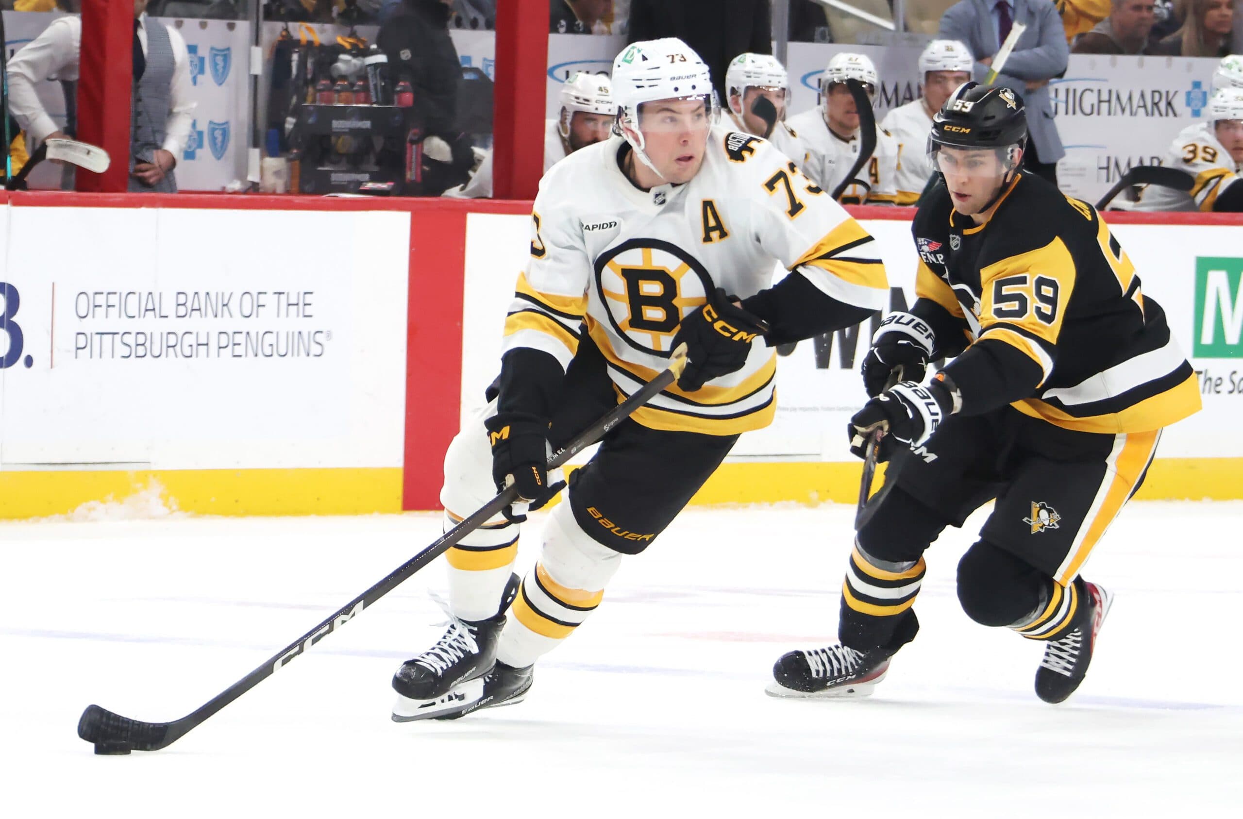 Charlie McAvoy and Egor Chinakhov