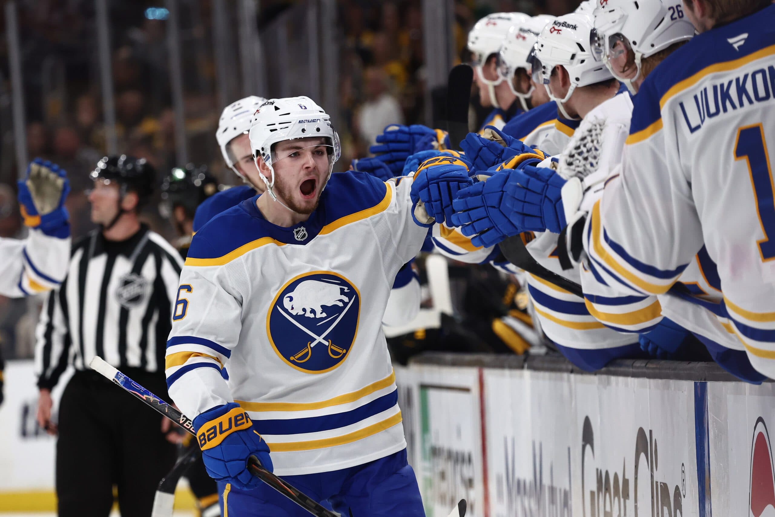 ‘He’s the little dog that everyone’s scared of’: Sabres teammates praise Zach Benson’s tenacious play