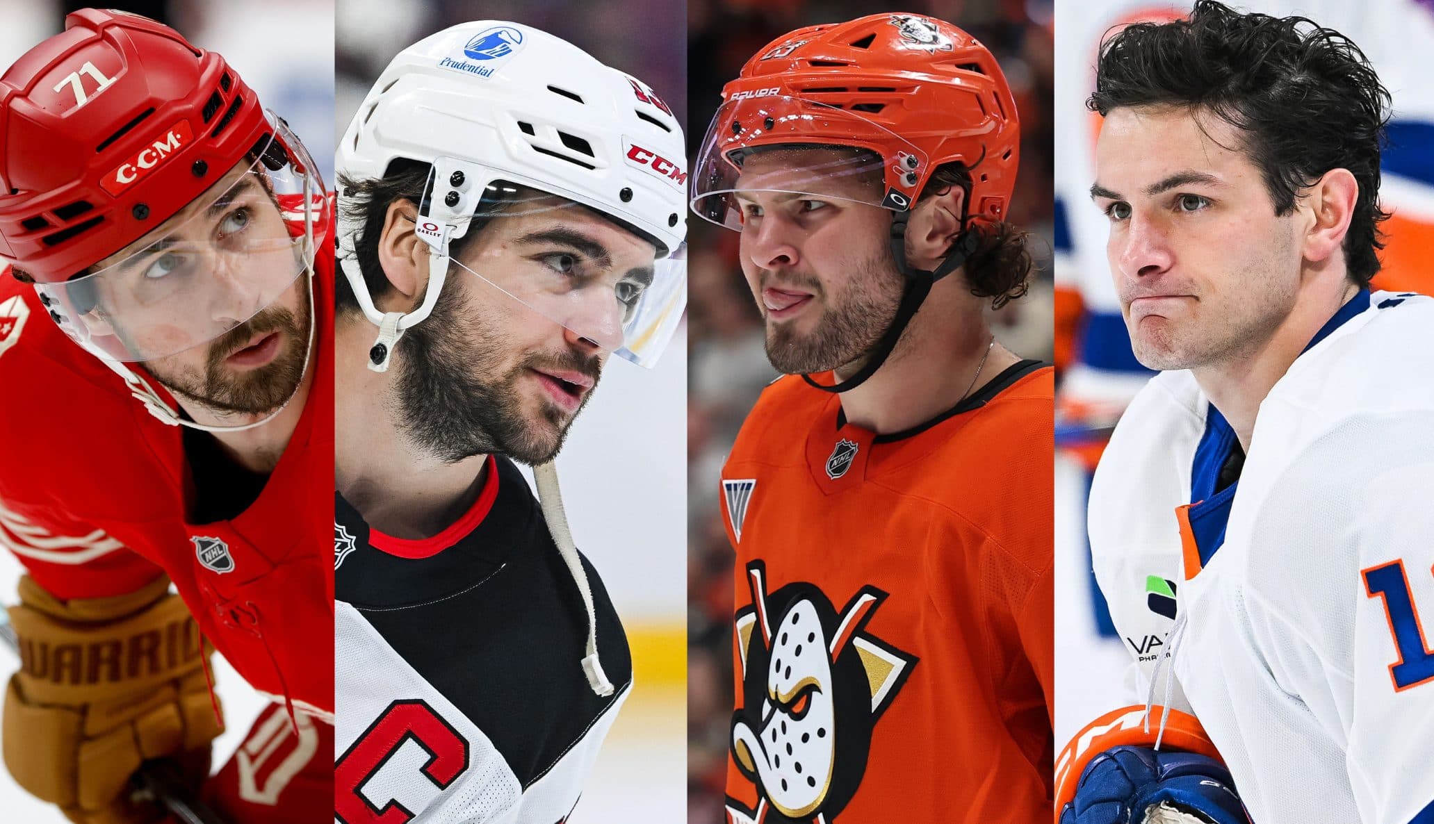 Dylan Larkin, Nico Hischier, Mason McTavish and Mathew Barzal