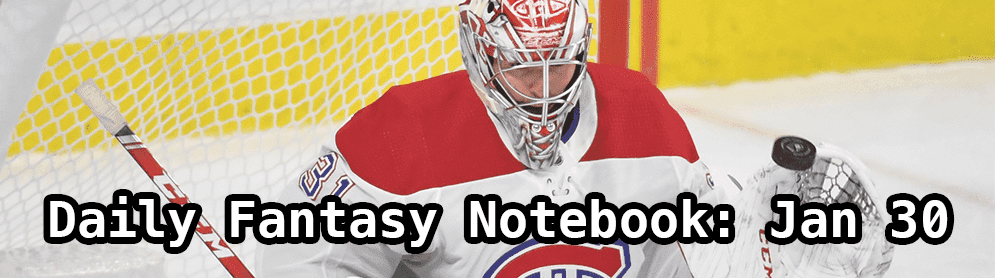 Daily Fantasy Hockey Notebook — 01/30/20
