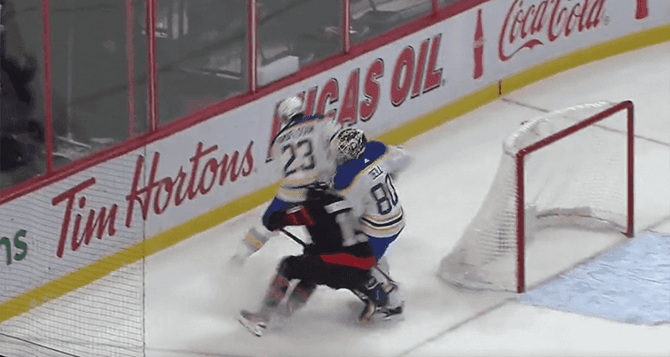 Aaron Dell’s hit on Drake Batherson: Should goalies be able to take the body?