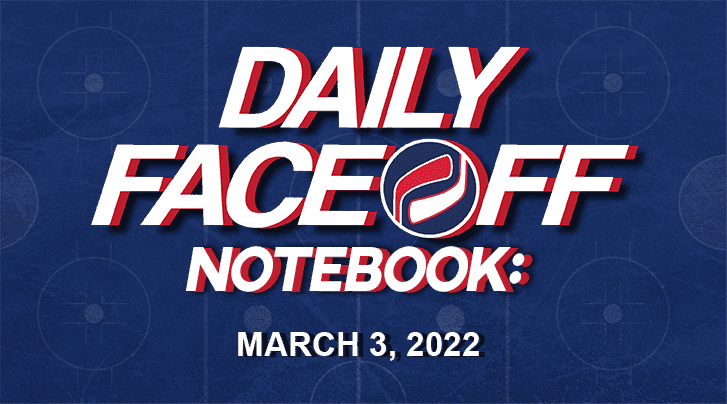 Daily Fantasy Hockey Notebook — 03/03/22