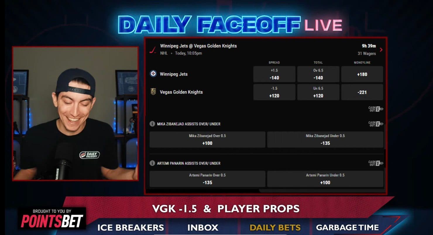 PointsBet Daily Picks: Vegas Puckline & Mika Zibanejad assist prop