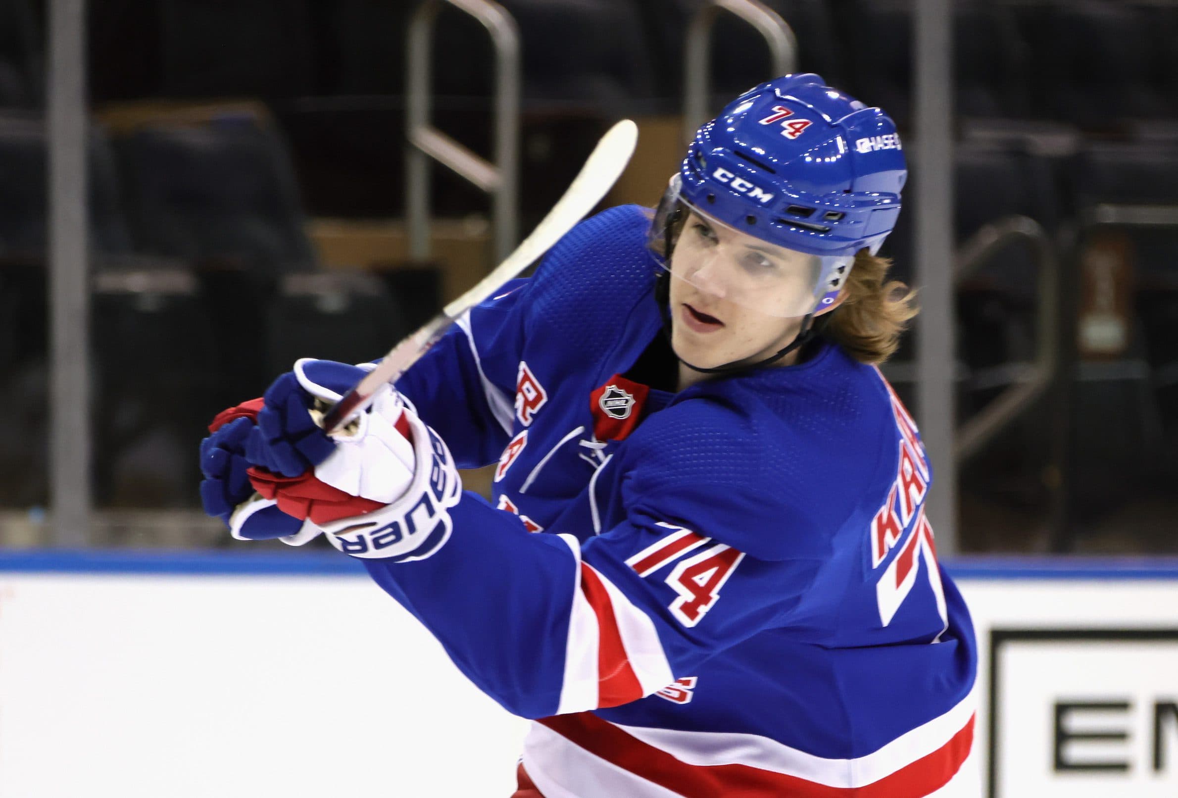 Rangers forward Vitali Kravtsov leaves Tuesday’s game with upper-body injury