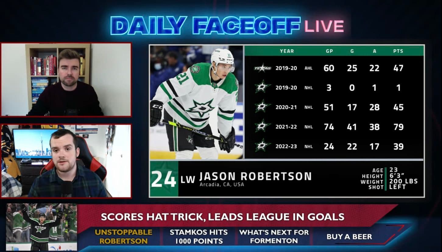 Daily Faceoff Live: Unstoppable Jason Robertson