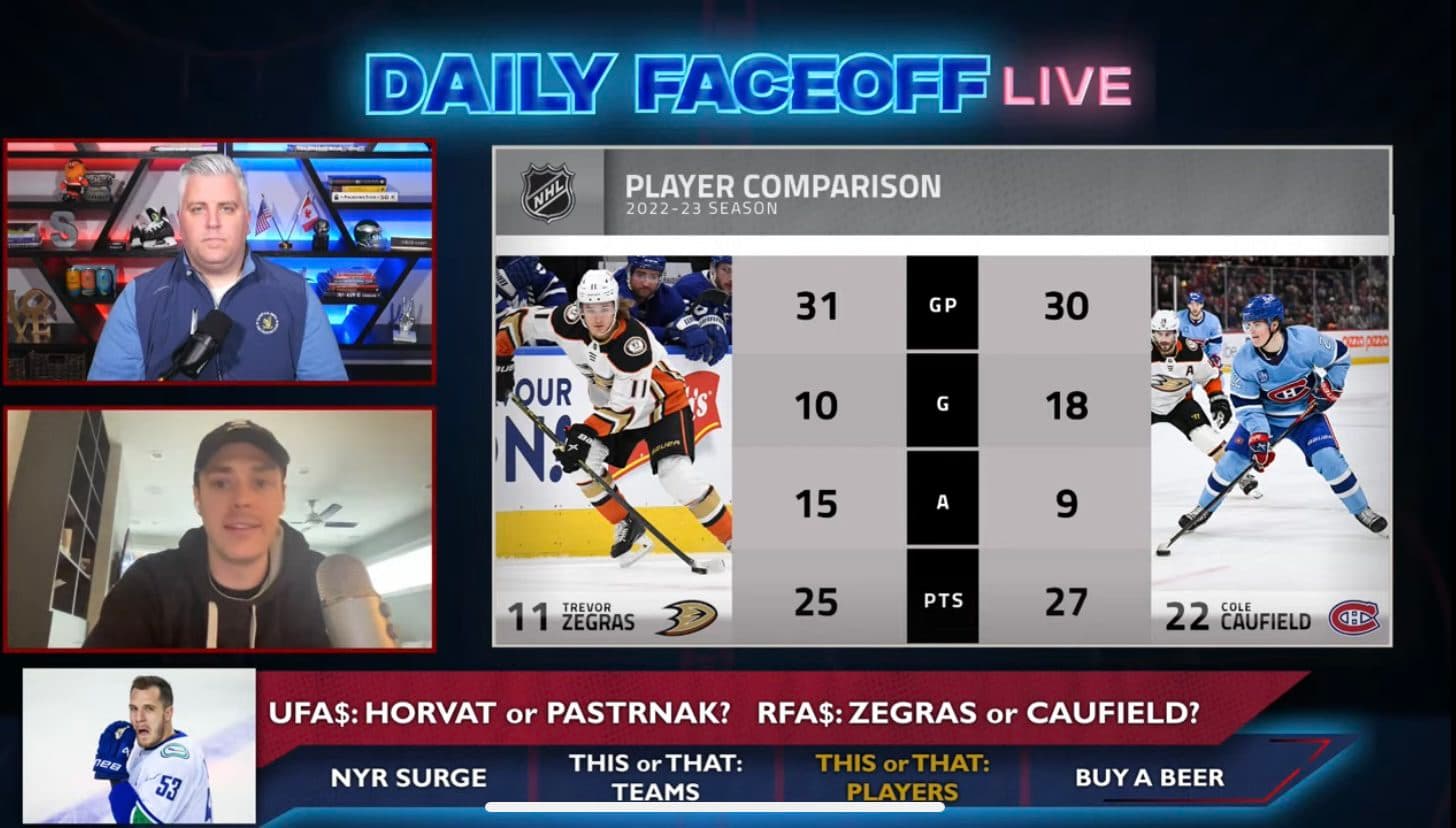 Daily Faceoff Live: Who will be paid more, Trevor Zegras or Cole Caufield?