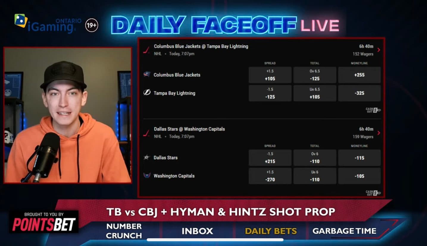 PointsBet Daily Bets: Blue Jackets/Lightning & Roope Hintz shot prop