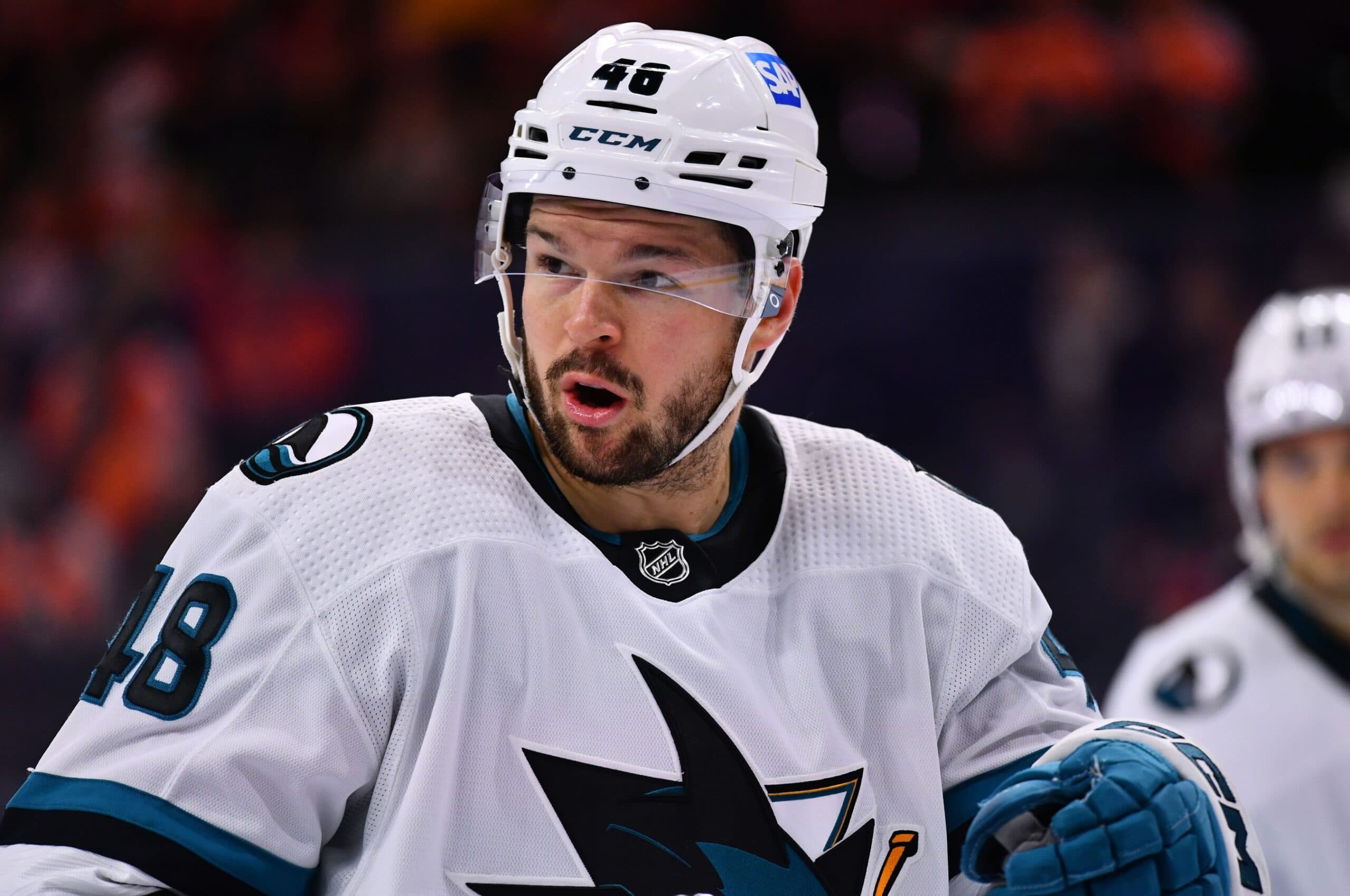 Sharks forward Tomas Hertl suspended two games for high-sticking Flames’ Elias Lindholm