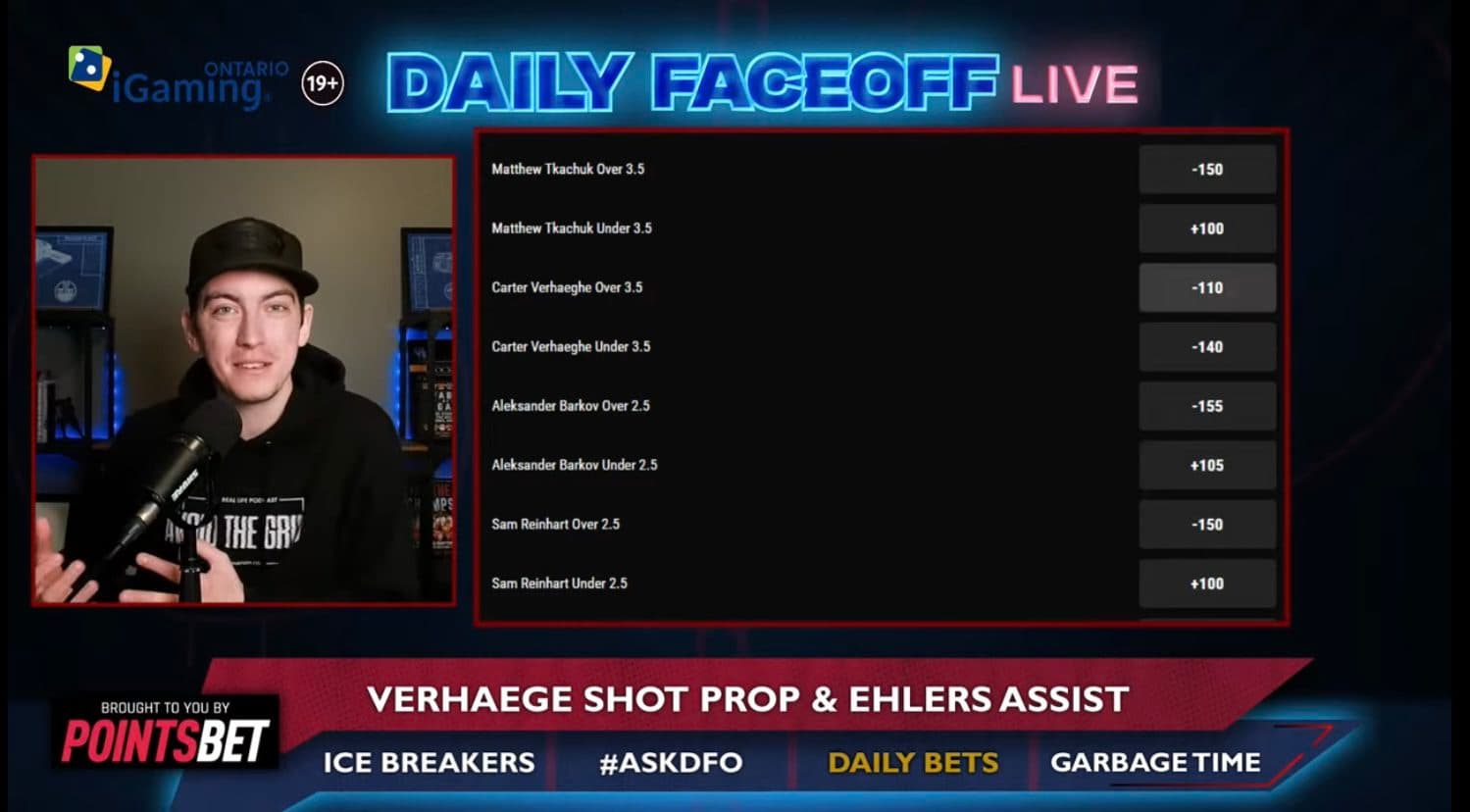 PointsBet Daily Bets: Nikolaj Ehlers assist prop & Carter Verhaeghe shot prop