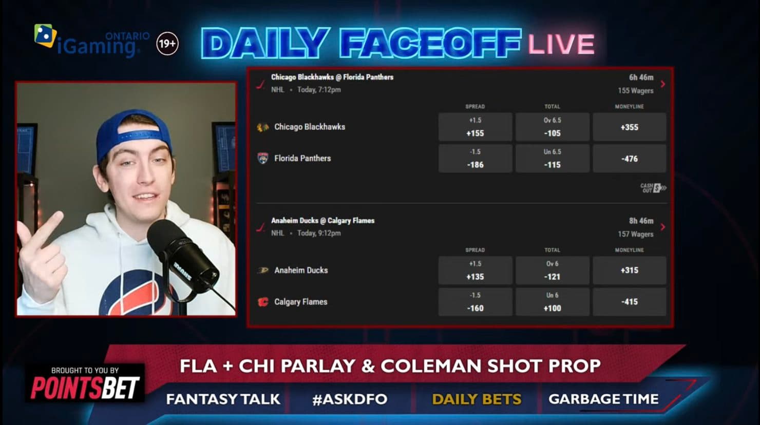 PointsBet Daily Bets: Florida Panthers + Chicago Blackhawks parlay & Blake Coleman shot prop