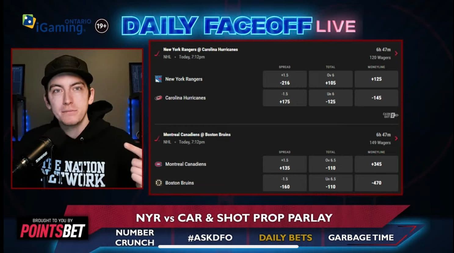 PointsBet Daily Bets: Rangers/Hurricanes & Taylor Raddysh/Pavel Buchnevich shot prop parlay