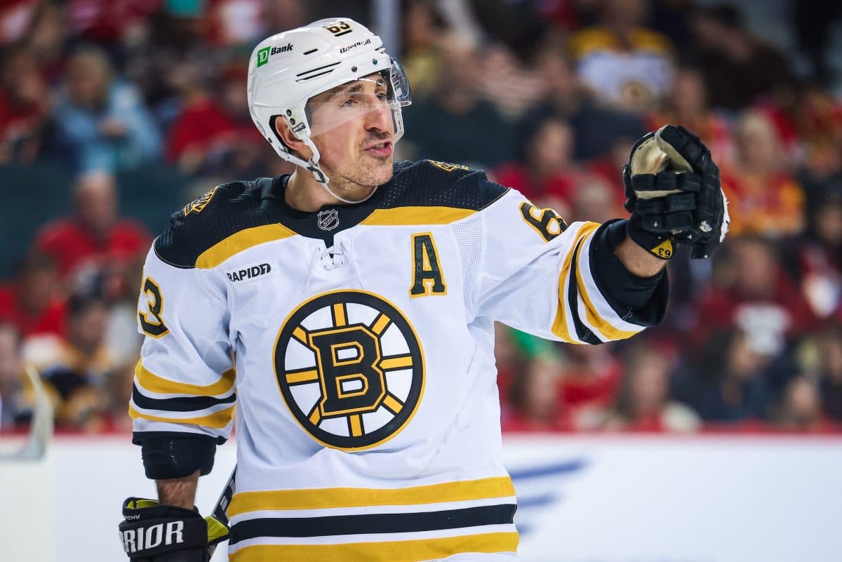 Brad Marchand exits Boston Bruins victory with lower-body injury