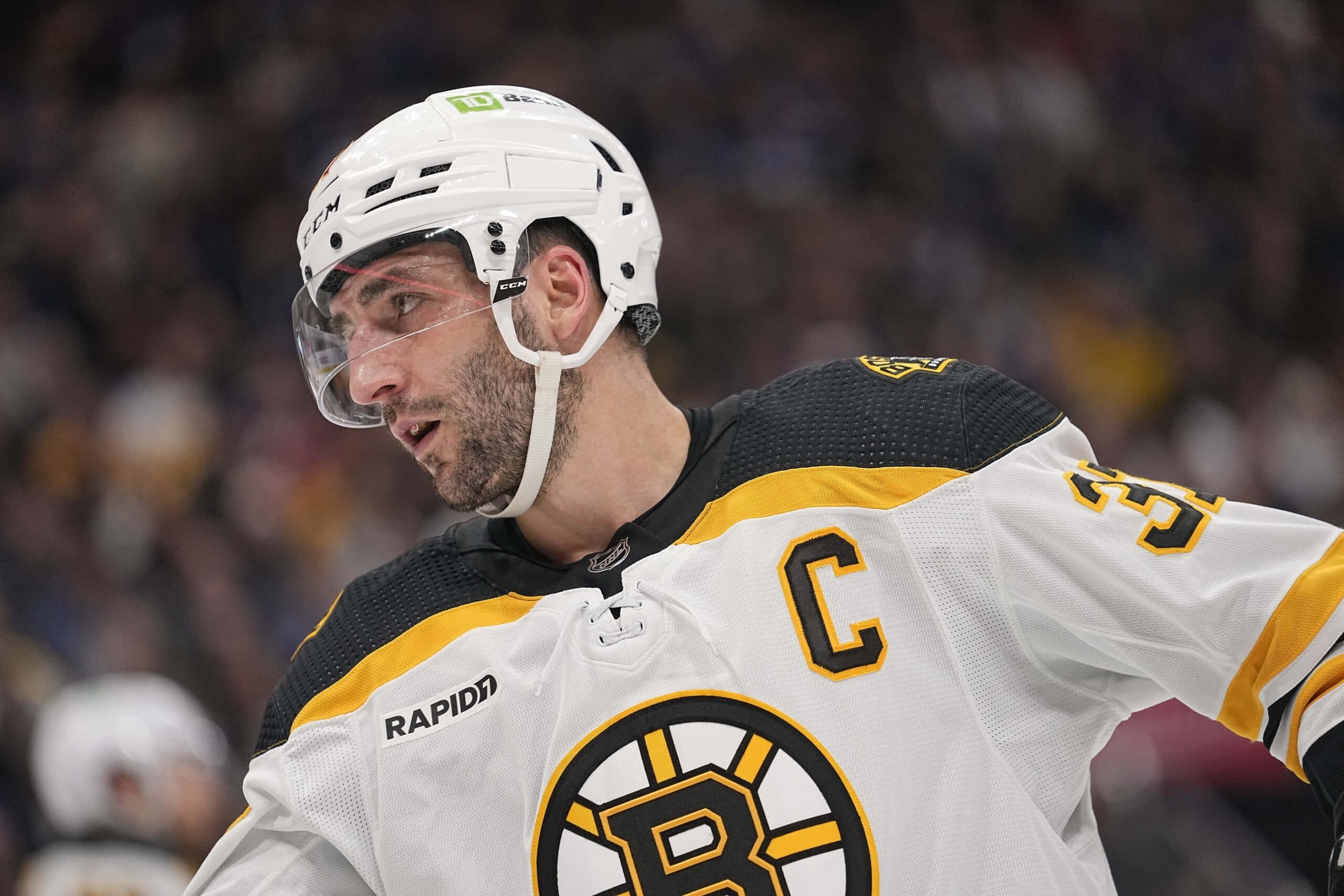 Bruins captain Patrice Bergeron unlikely to return until Game 5 against Panthers
