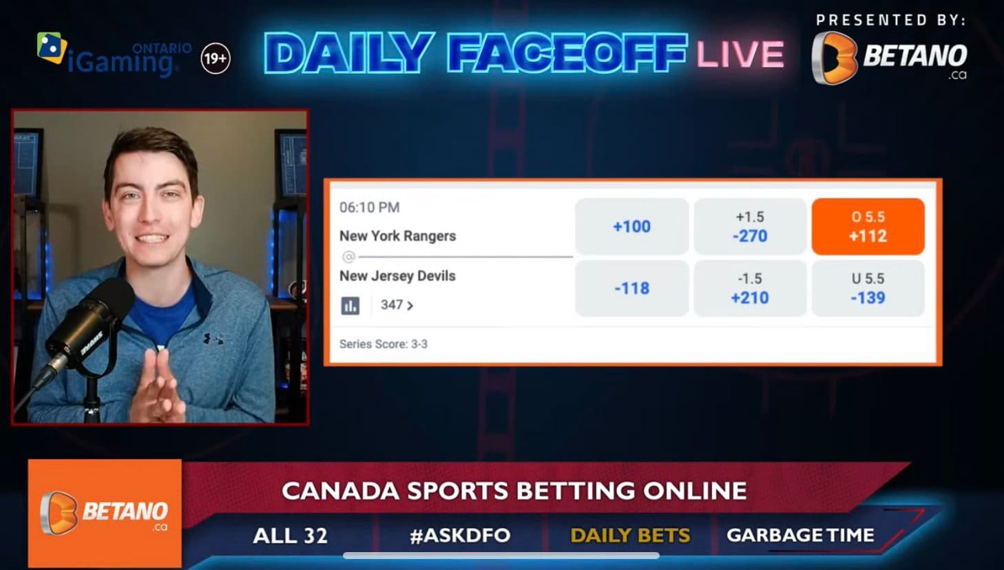 Betano Daily Bets: Rangers versus Devils Over 5.5