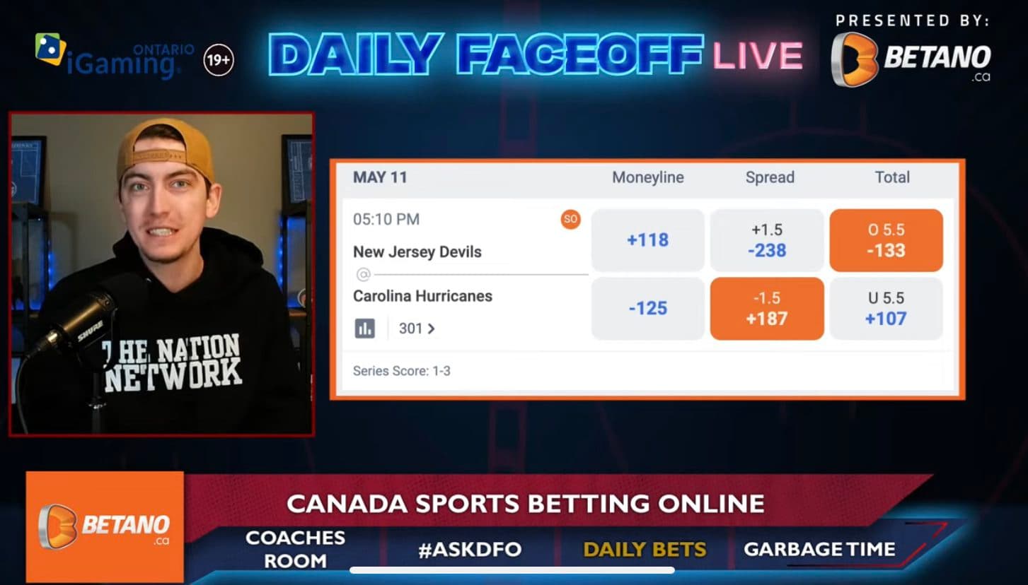 Betano Daily Bets: Hurricanes Puckline +187 & Over 5.5