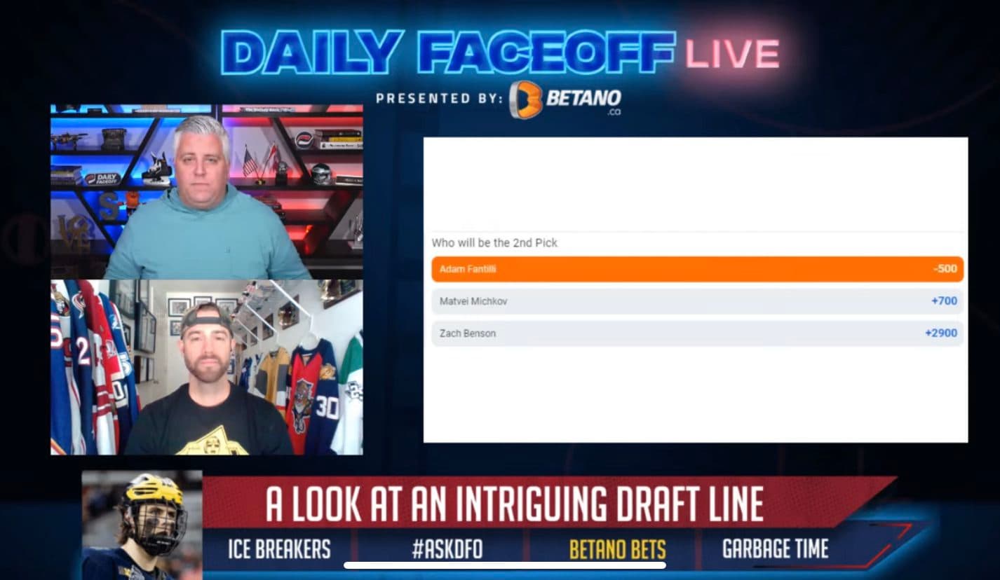 Betano Daily Bets: Fantilli at -500 to go No. 2 overall is a total lock