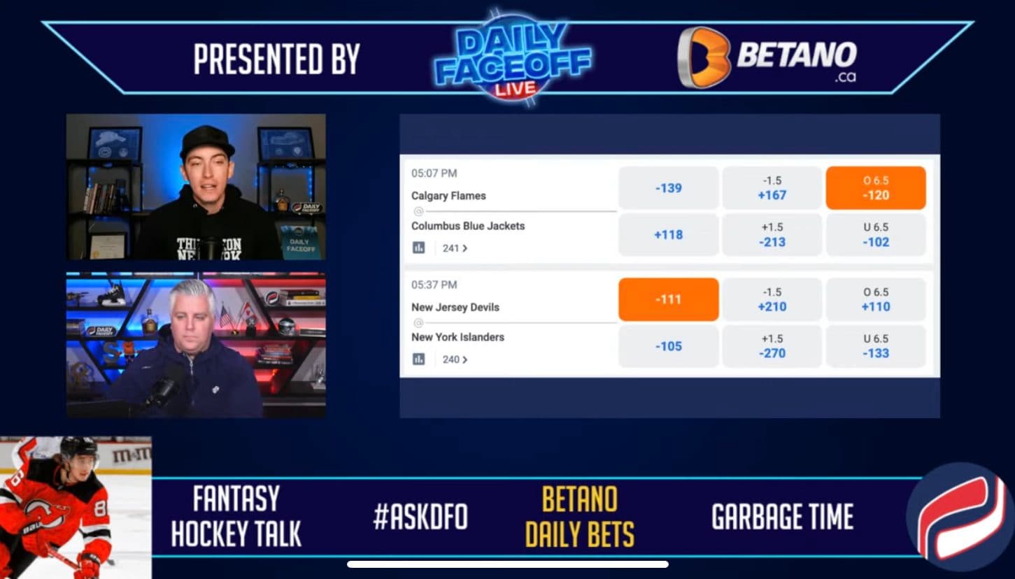 Betano Daily Bets: Flames versus Blue Jackets Over