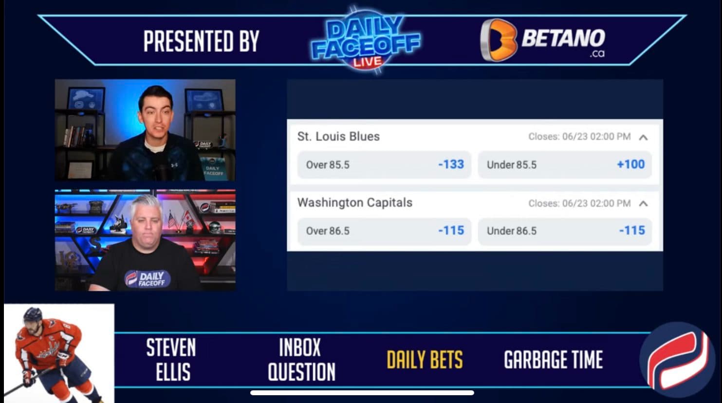 Betano Daily Bets: Blues over 85.5 points & Capitals to miss playoffs