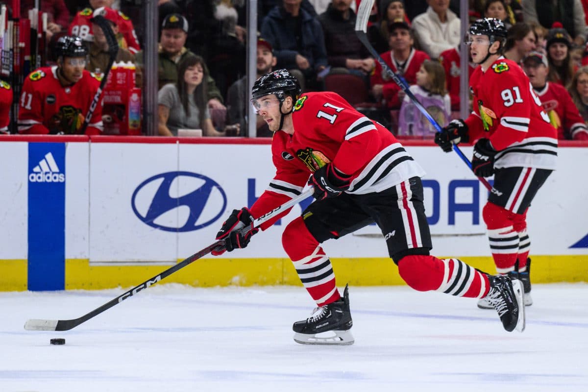 Chicago Blackhawks forward Taylor Raddysh leaves game Vs. Dallas Stars