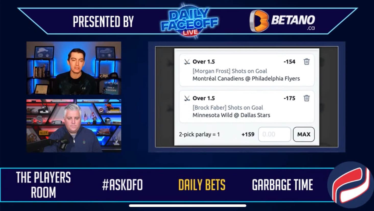 Betano Daily Bets: Morgan Frost, Brock Faber shot prop parlay