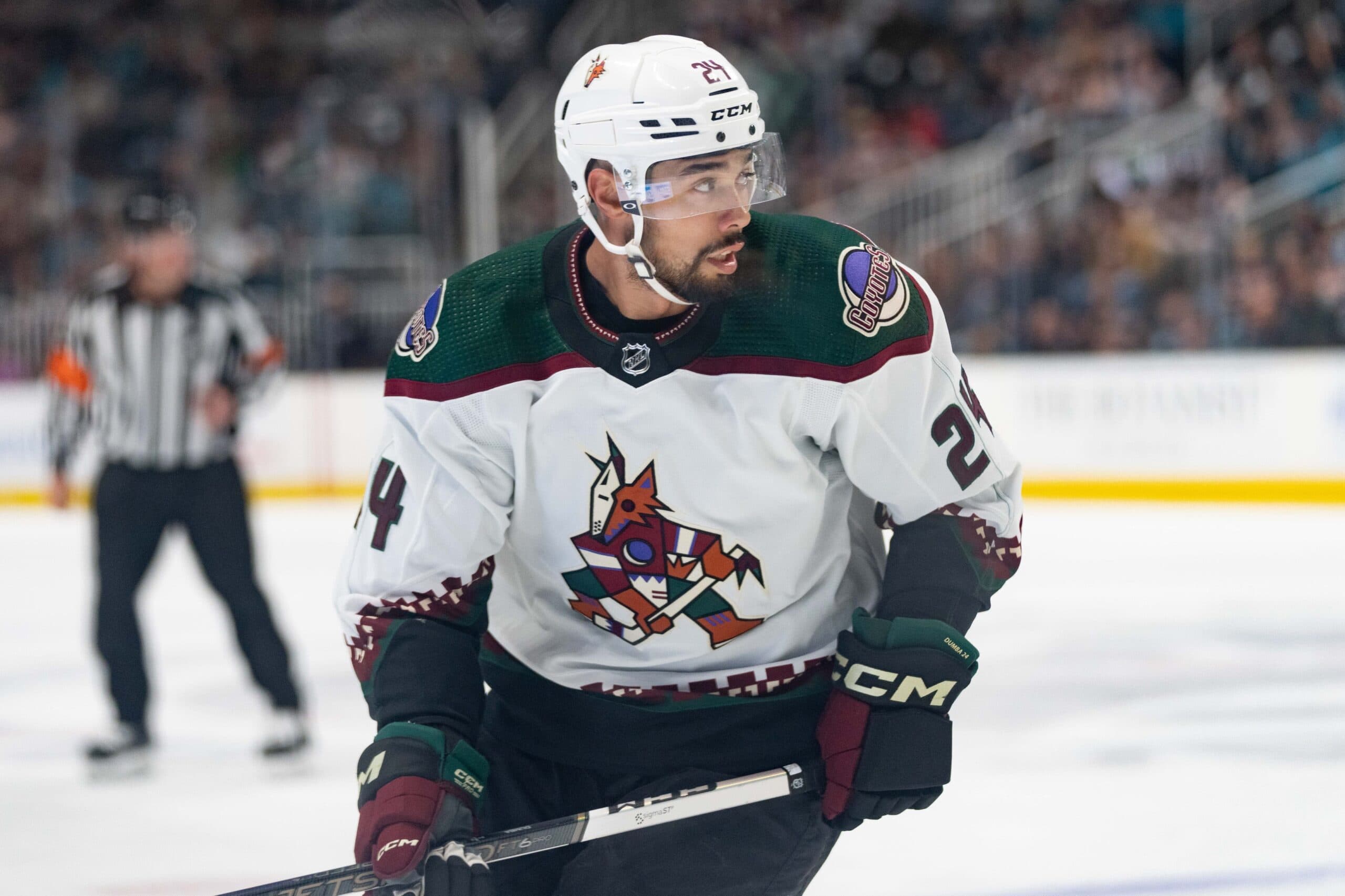 Coyotes defenseman Matt Dumba leaves game with upper-body injury