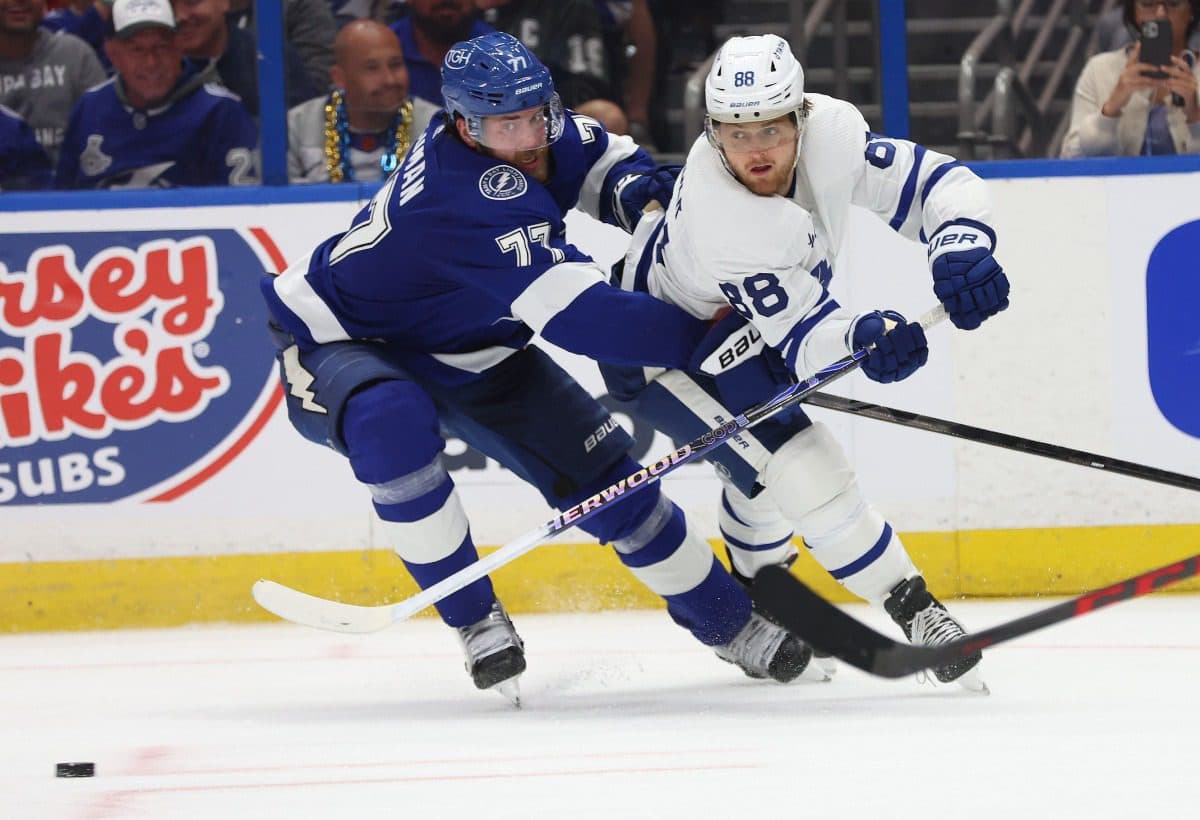 Tampa Bay Lightning defenseman Victor Hedman, Toronto Maple Leafs forward William Nylander