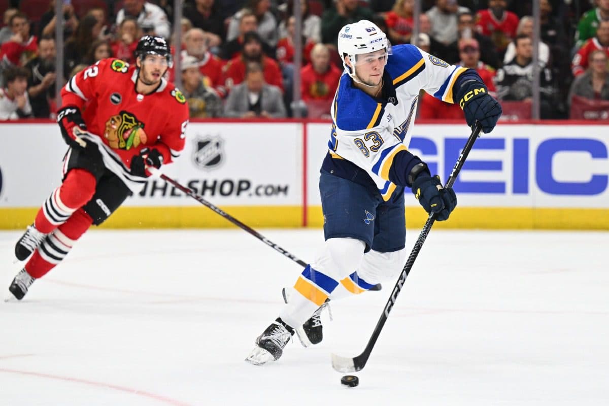 St. Louis Blues forward Hunter Skinner