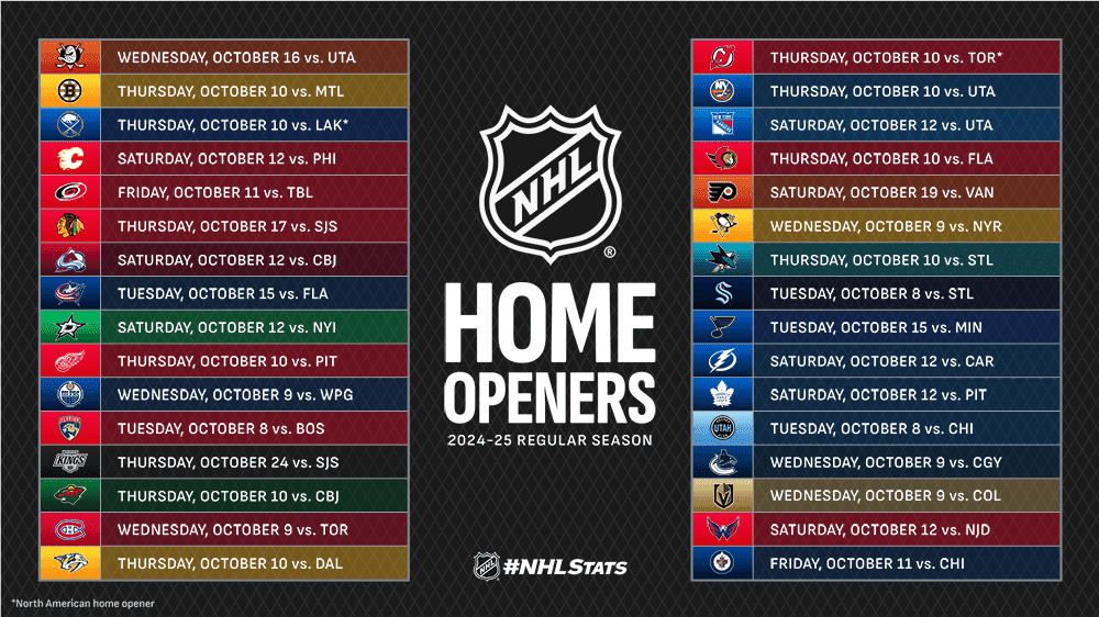 NHL releases schedule for 2024-25 regular season