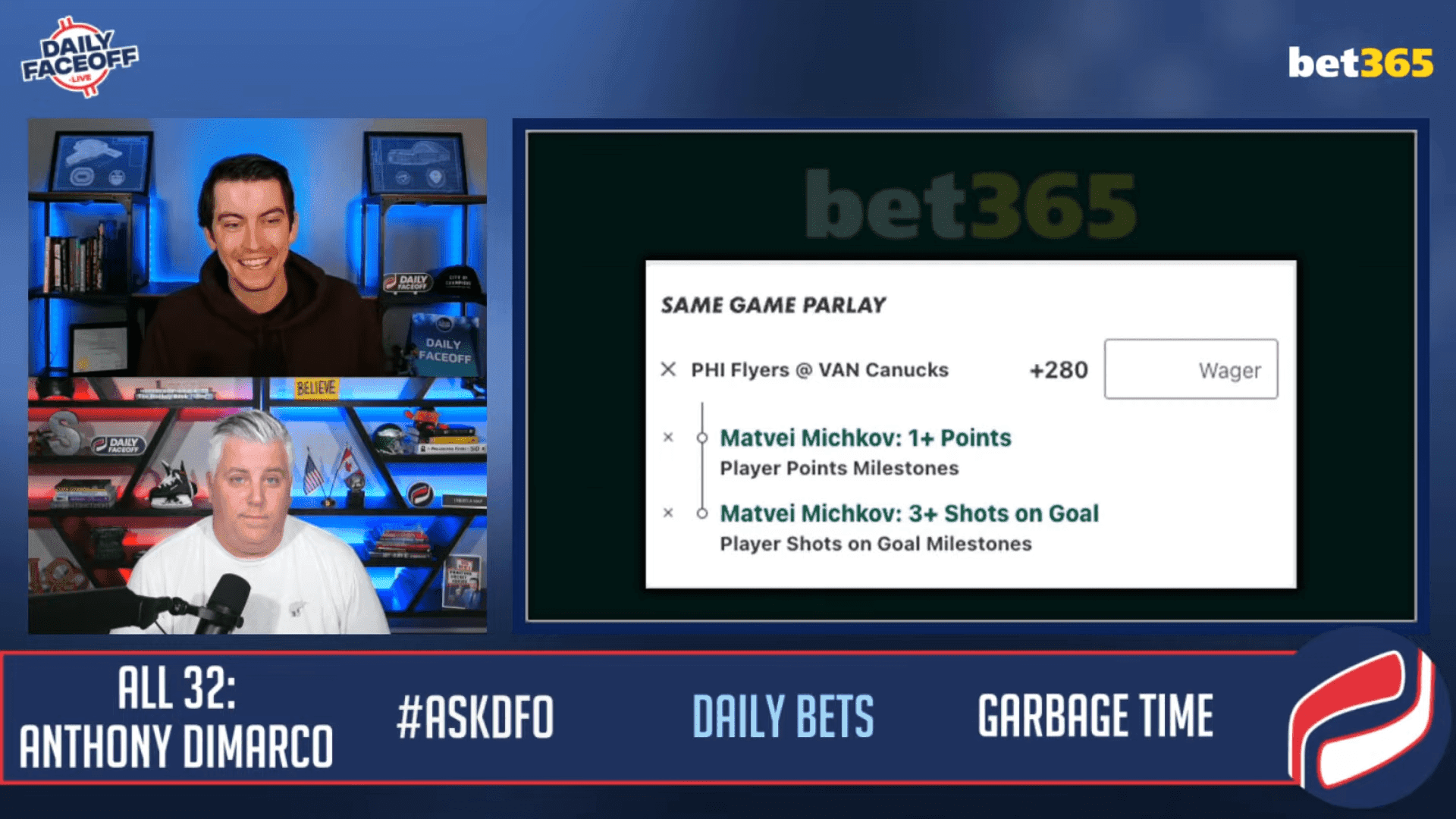 bet365 Daily Bets: Matvei Michkov 1+ point and 3+ shots on goal