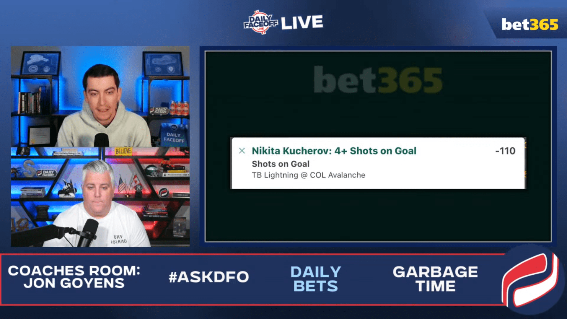 bet365 Daily Bets: Blue Jackets MoneyLine and Nikita Kucherov 4+ shots on goal