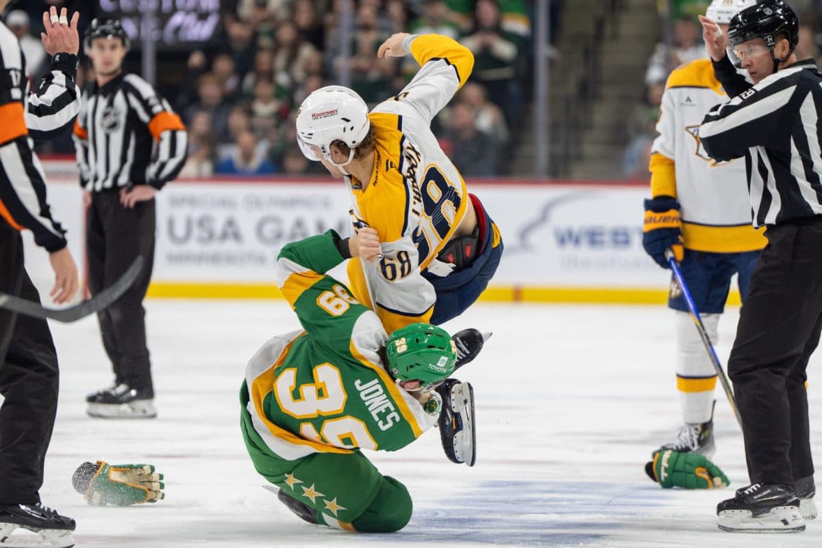 Predators’ Zachary L’Heureux suspended three games for slew-footing Wild’s Jared Spurgeon