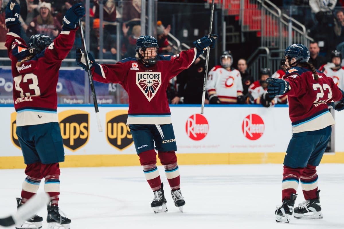 Montreal Victoire players Kristin O'Neill, Kati Tabin, Erin Ambrose