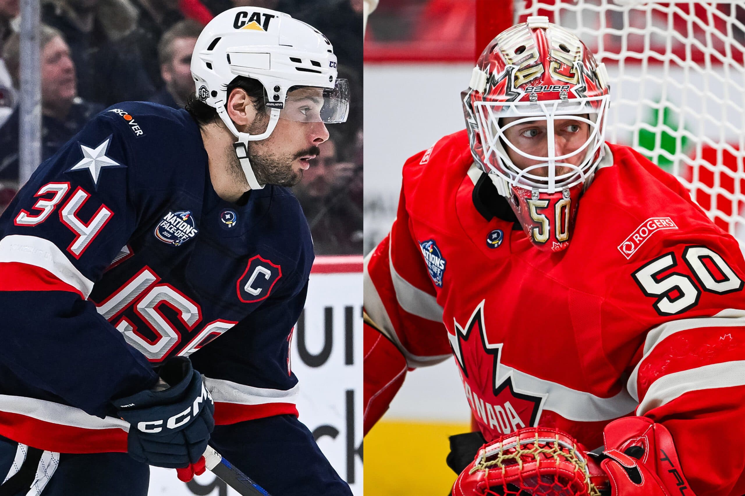Auston Matthews and Jordan Binnington (Imagn Images)