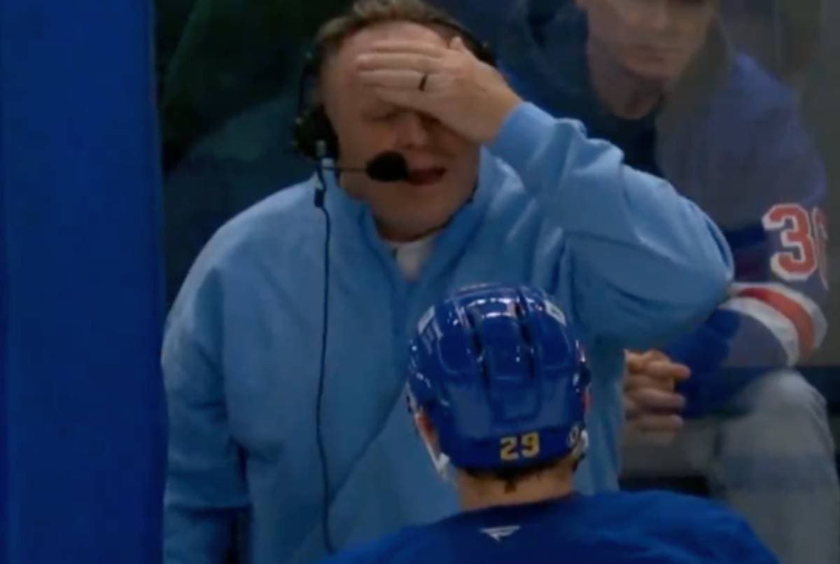 ‘Ah f–k!’: Sabres’ rinkside announcer Rob Ray gets hit by puck