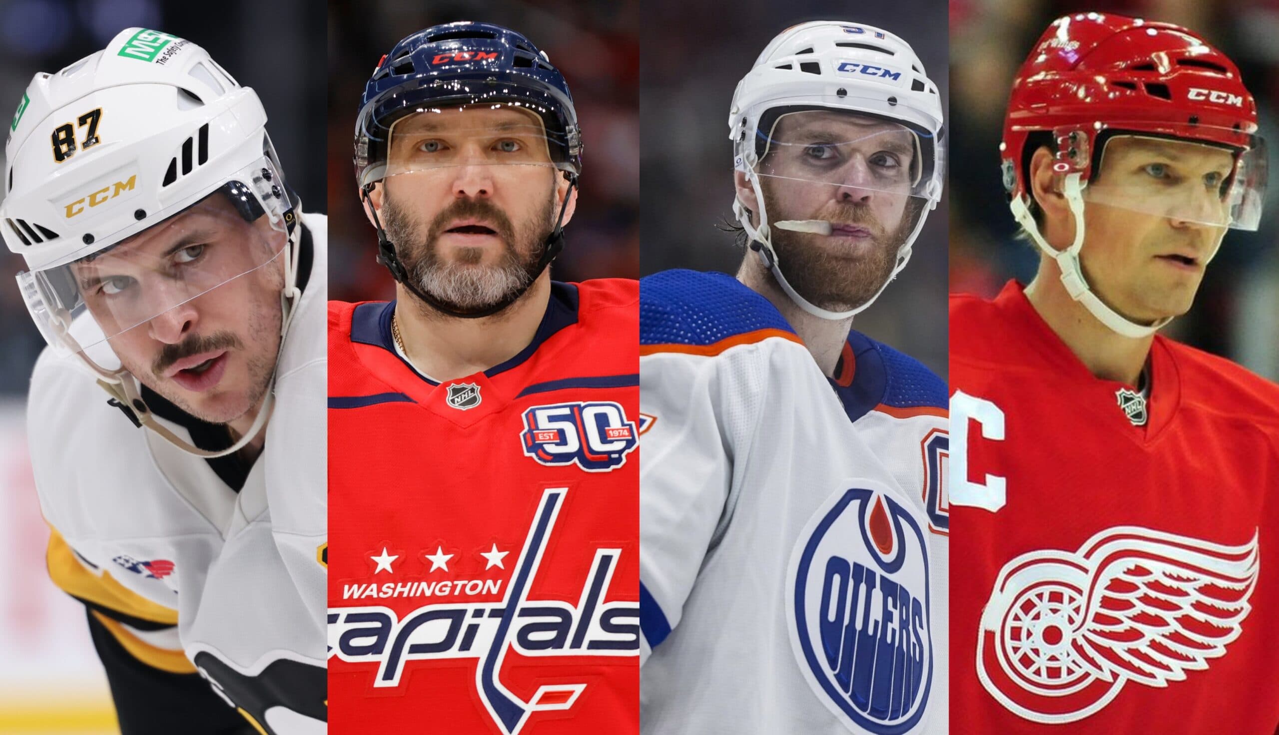 Sidney Crosby, Alex Ovechkin, Connor McDavid and Nicklas Lidstrom (Imagn Images)