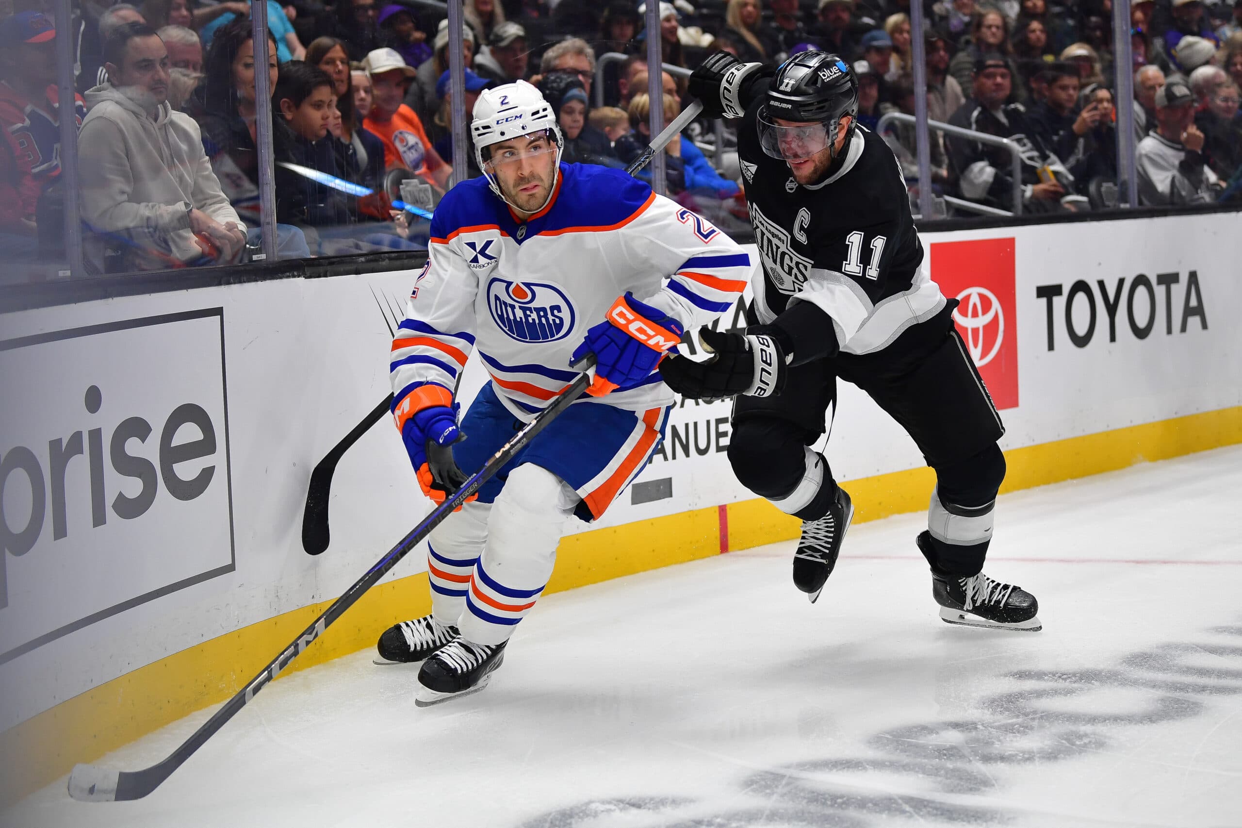 Evan Bouchard and Anze Kopitar