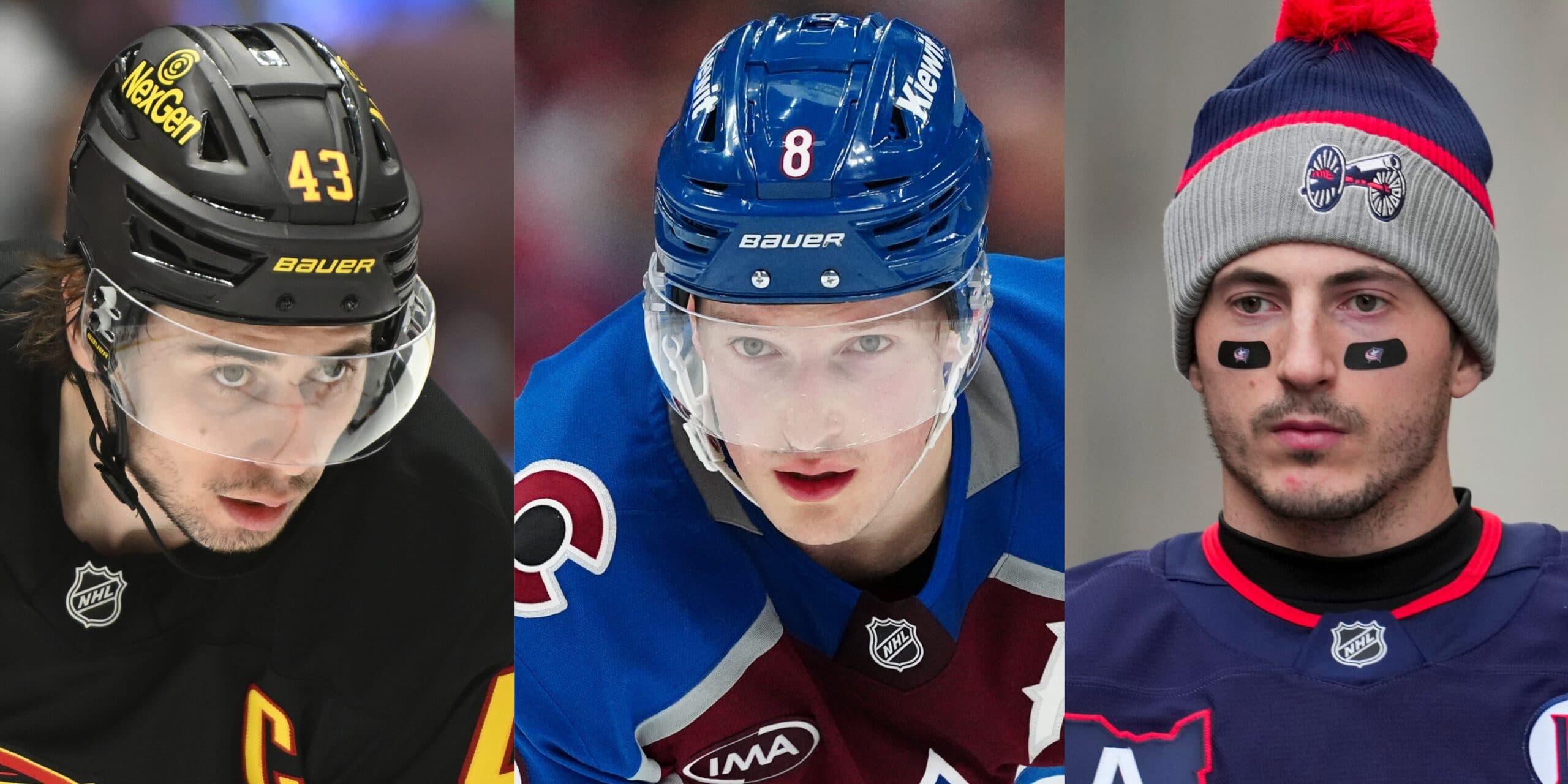 Quinn Hughes, Cale Makar and Zach Werenski (Imagn Images)