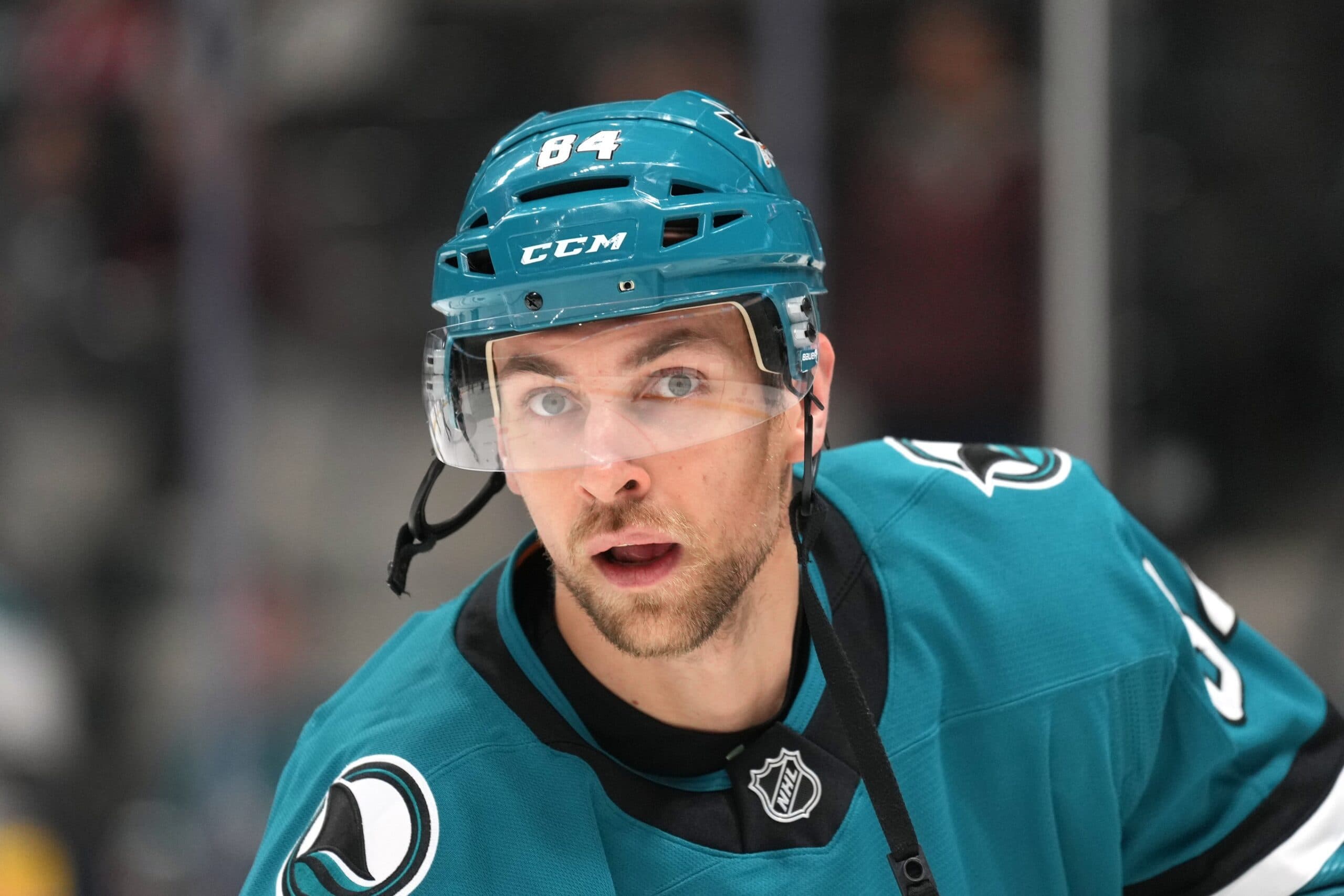 San Jose Sharks defenseman Jan Rutta (84) before the game against the New Jersey Devils at SAP Center at San Jose.