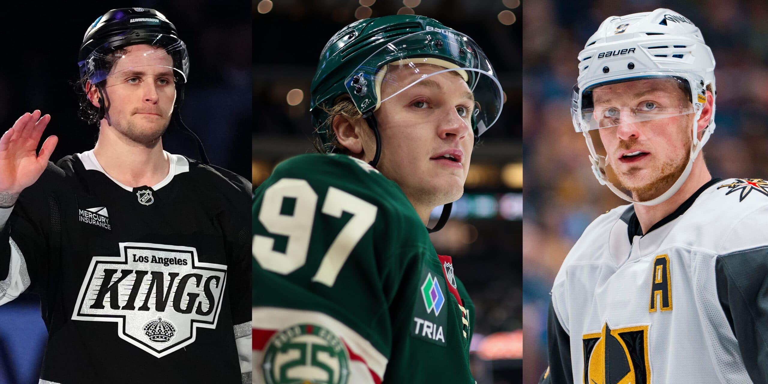 Adriam Kempe, Kirill Kapriov and Jack Eichel (Imagn Images)