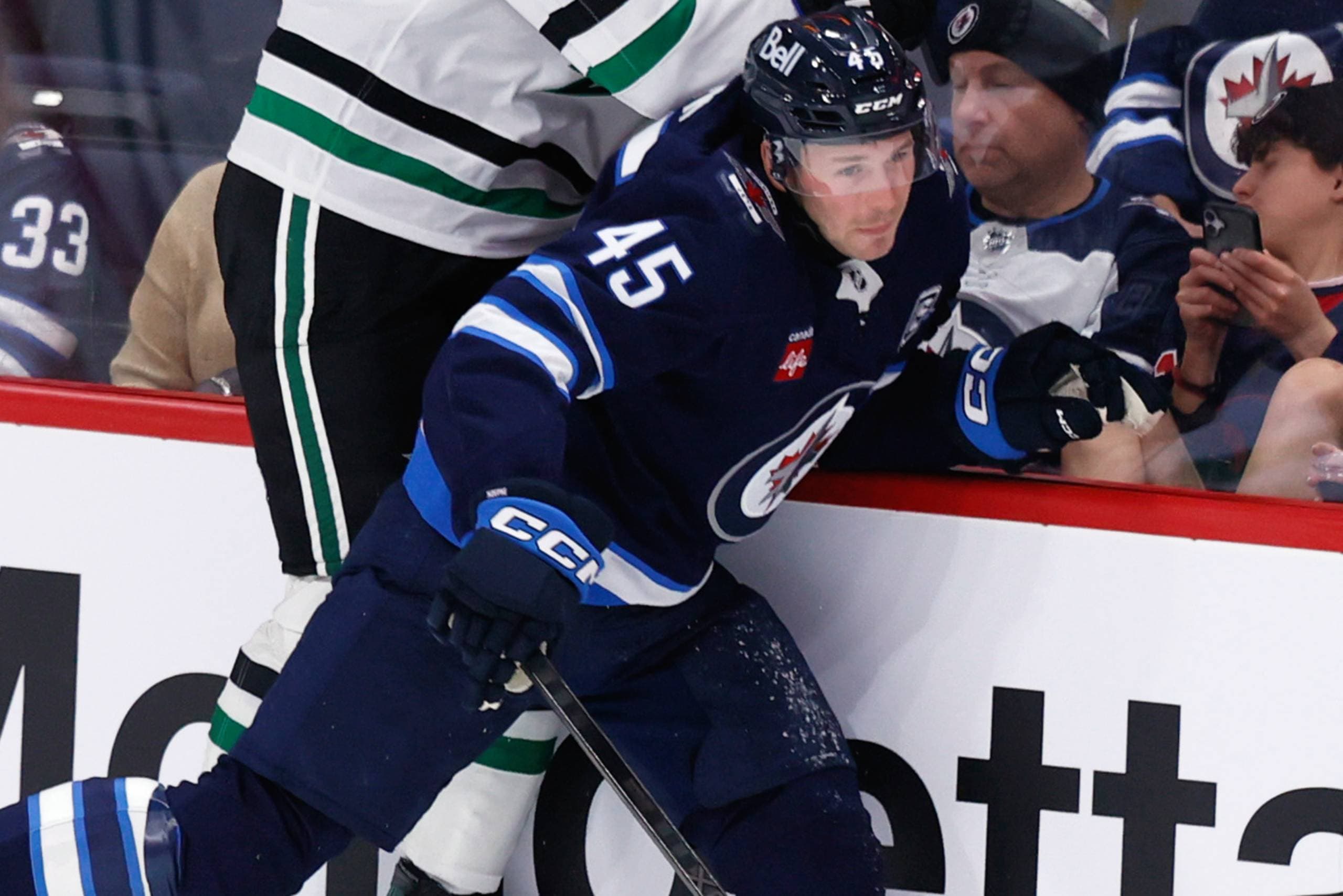 Jets’ Cole Koepke leaves game against Islanders with lower-body injury