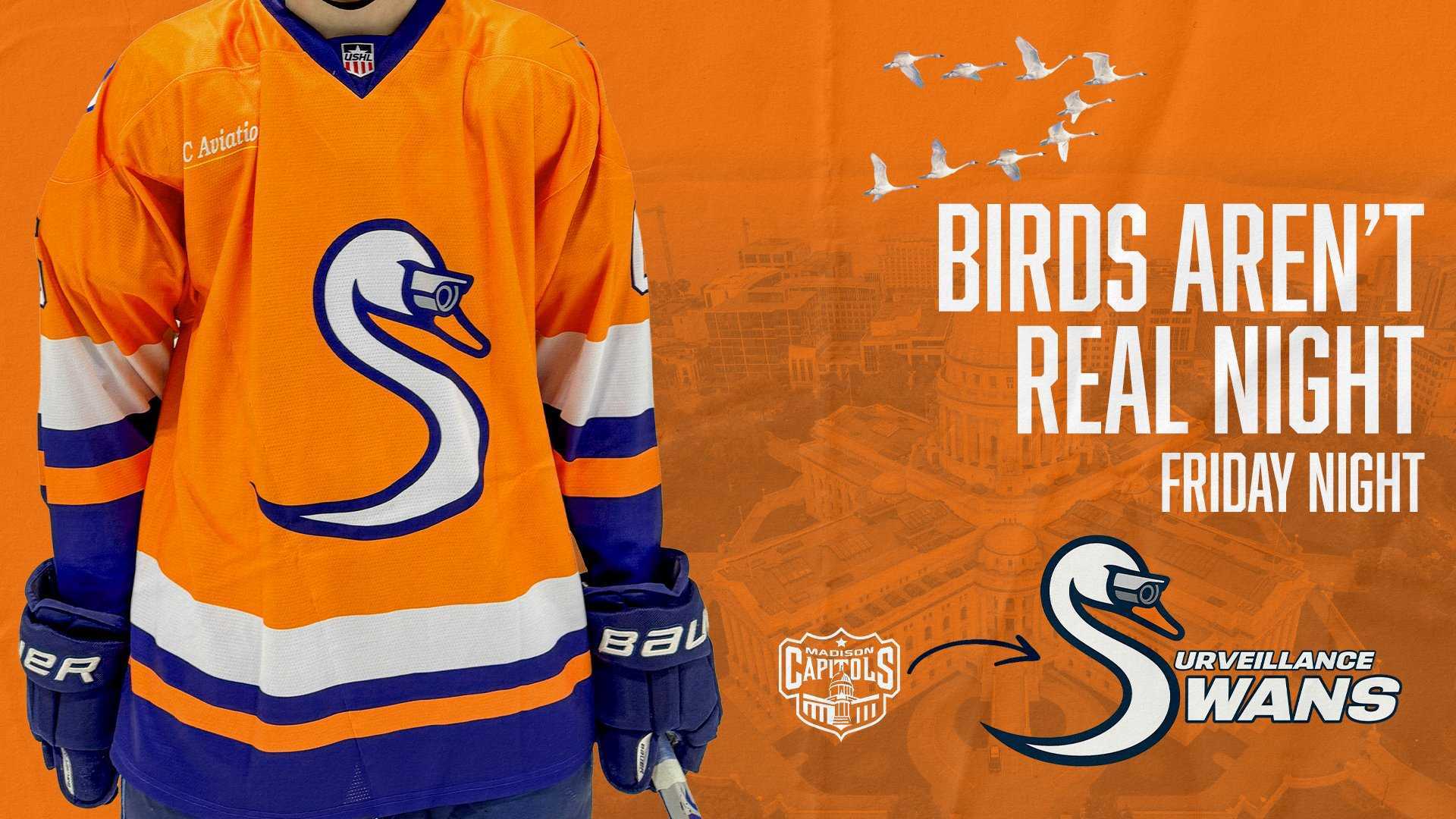 USHL’s Madison Capitols to host “Birds Aren’t Real” night, rebrand to Surveillance Swans