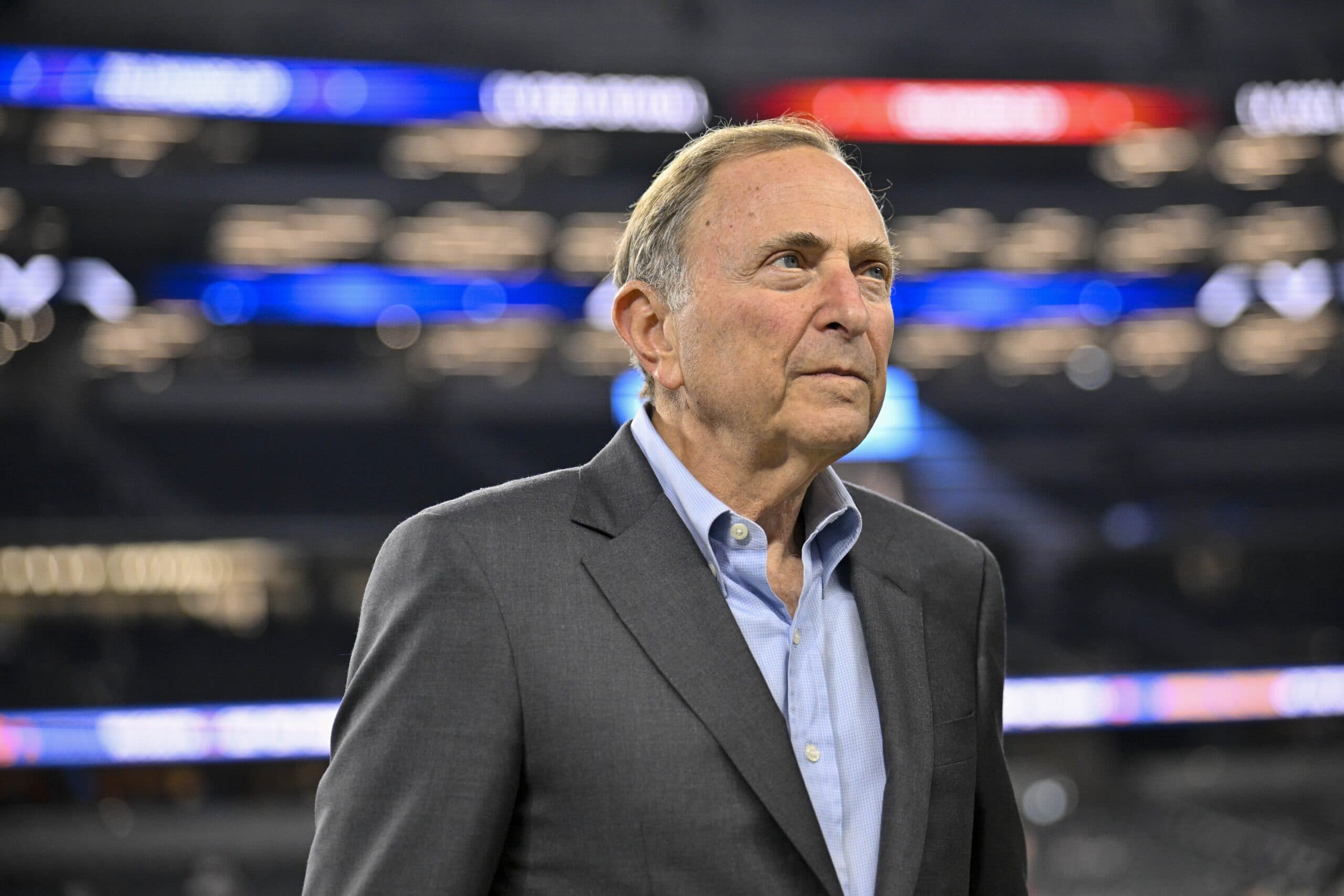 NHL commissioner Gary Bettman looks on before the game between the Dallas Cowboys and the Arizona Cardinals at AT&T Stadium.