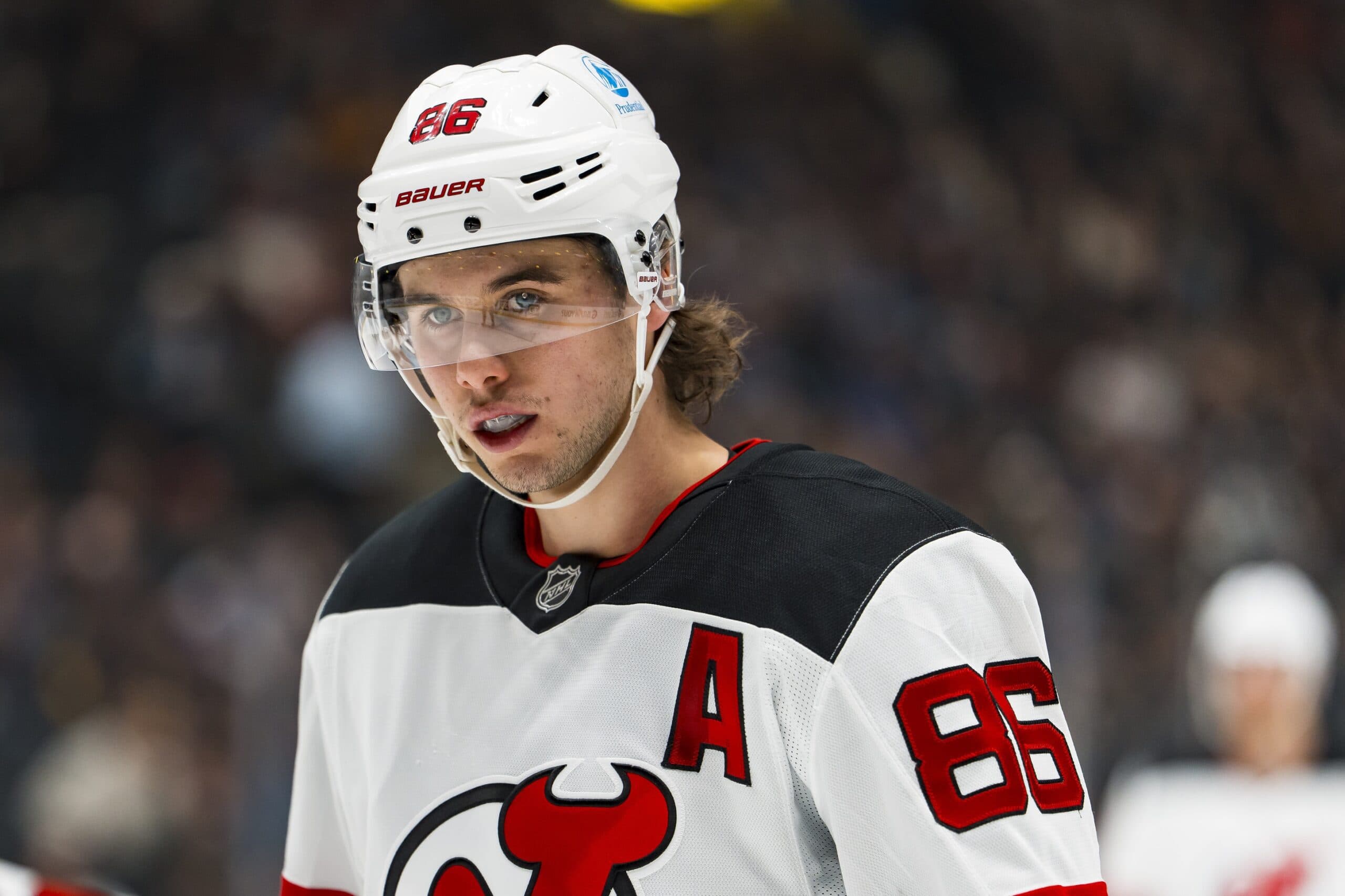 Devils’ Jack Hughes leaves game with lower-body injury