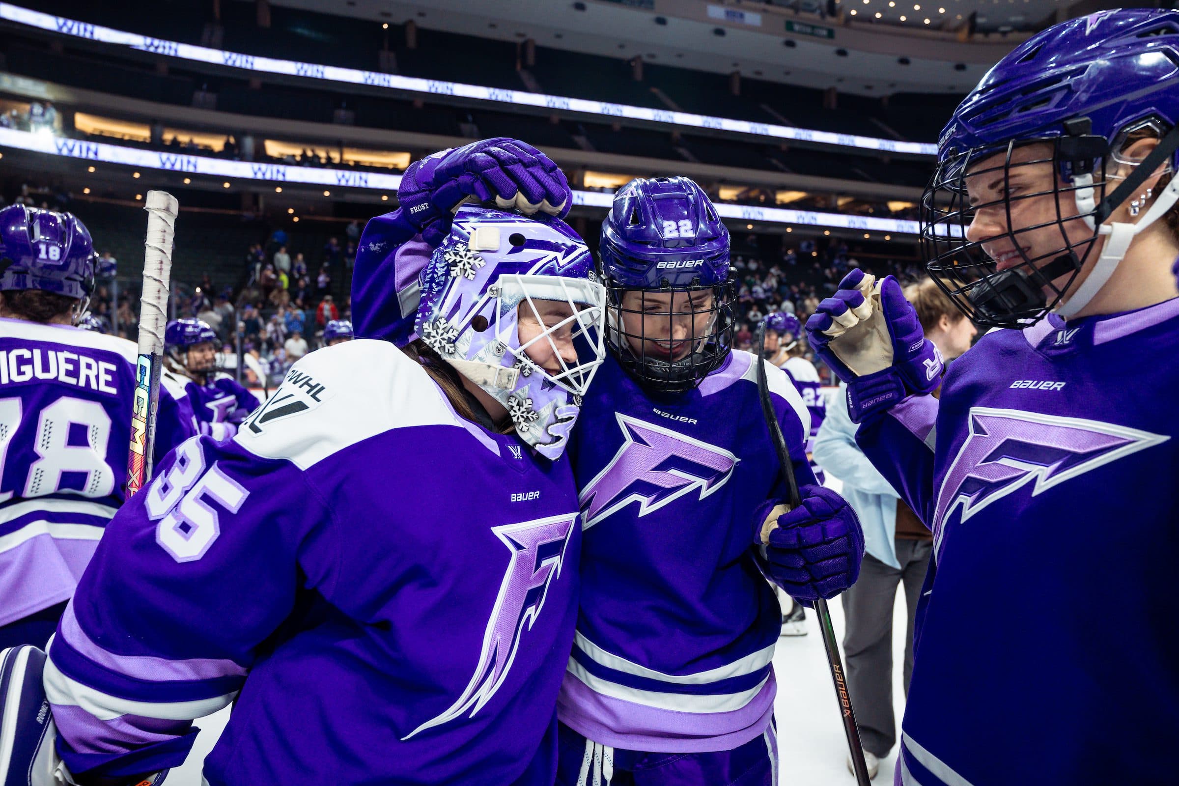 Minnesota Frost goaltender Maddie Rooney, defender Natalie Buchbinder
