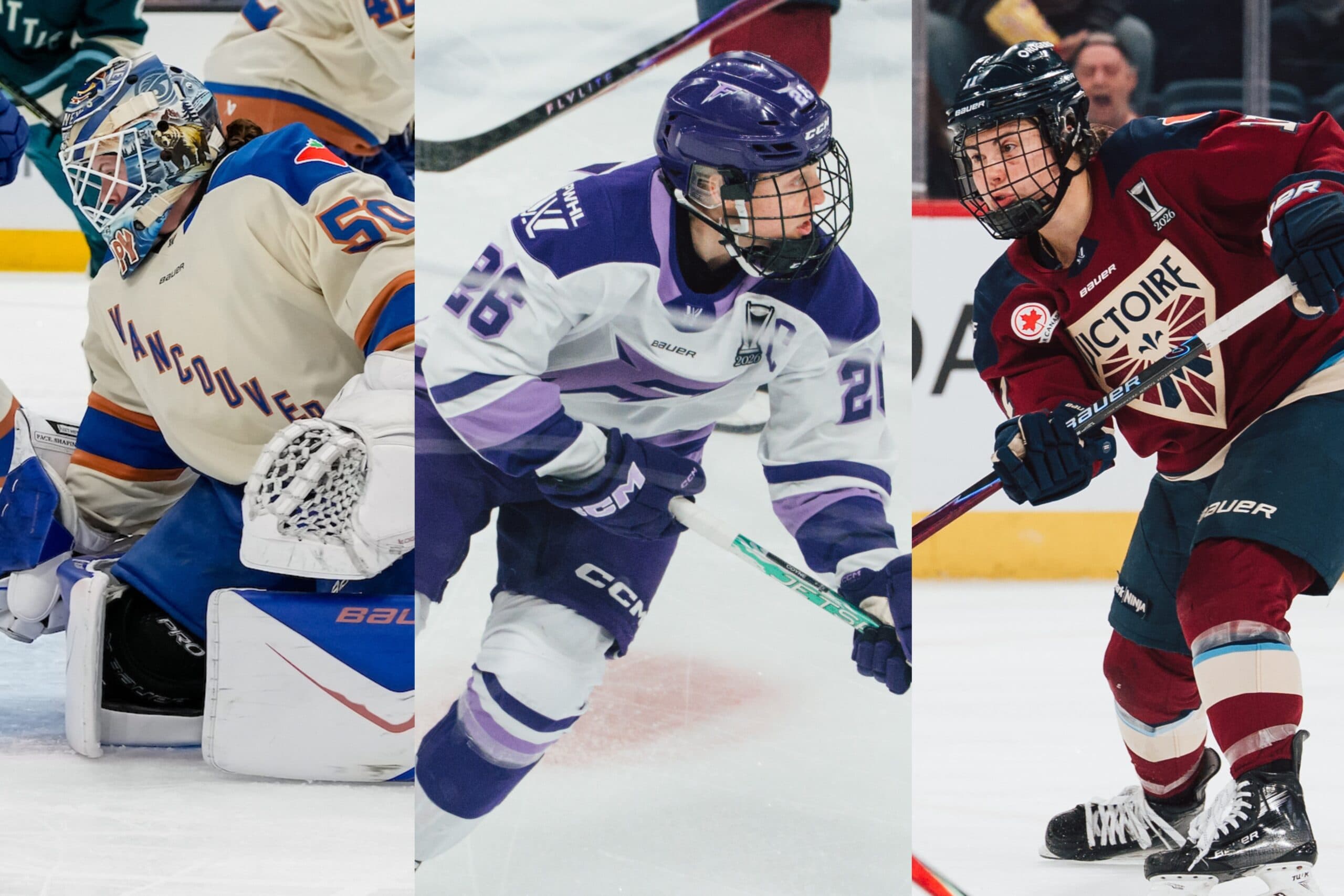 Vancouver Goldeneyes goaltender Kristen Campbell, Minnesota Frost captain Kendall Coyne Schofield, Montreal Victoire forward Abby Roque